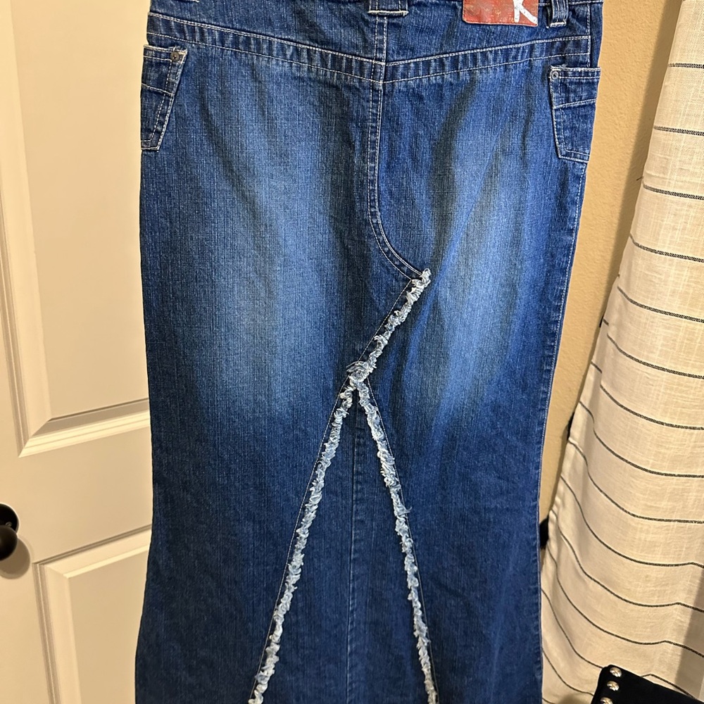 Karma Dark Blue Flare long Jean skirt Size 1 box 5 - Picture 6 of 7